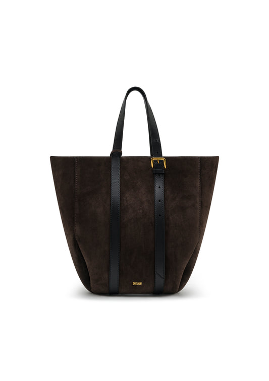 ALBA TOTE BAG DARK BROWN SUEDE