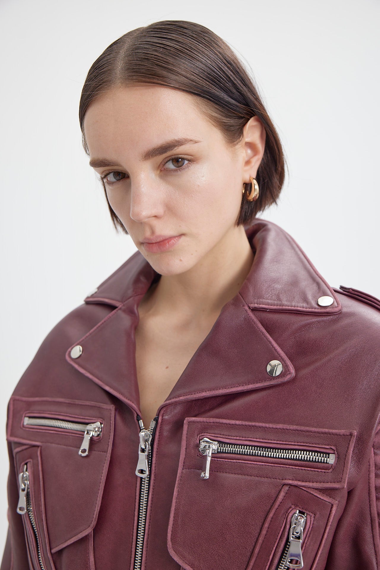BURGUNDY MOTO JACKET
