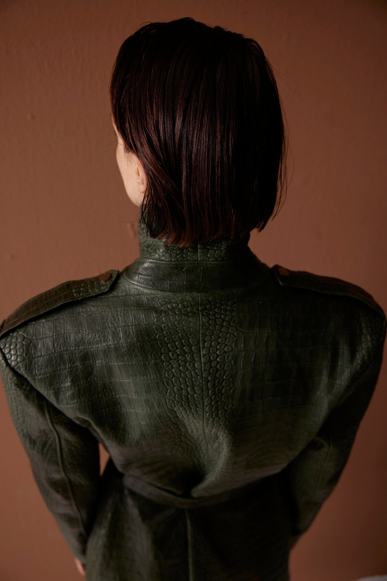 MIRANDA PRIESTLY CROCO LEATHER COAT