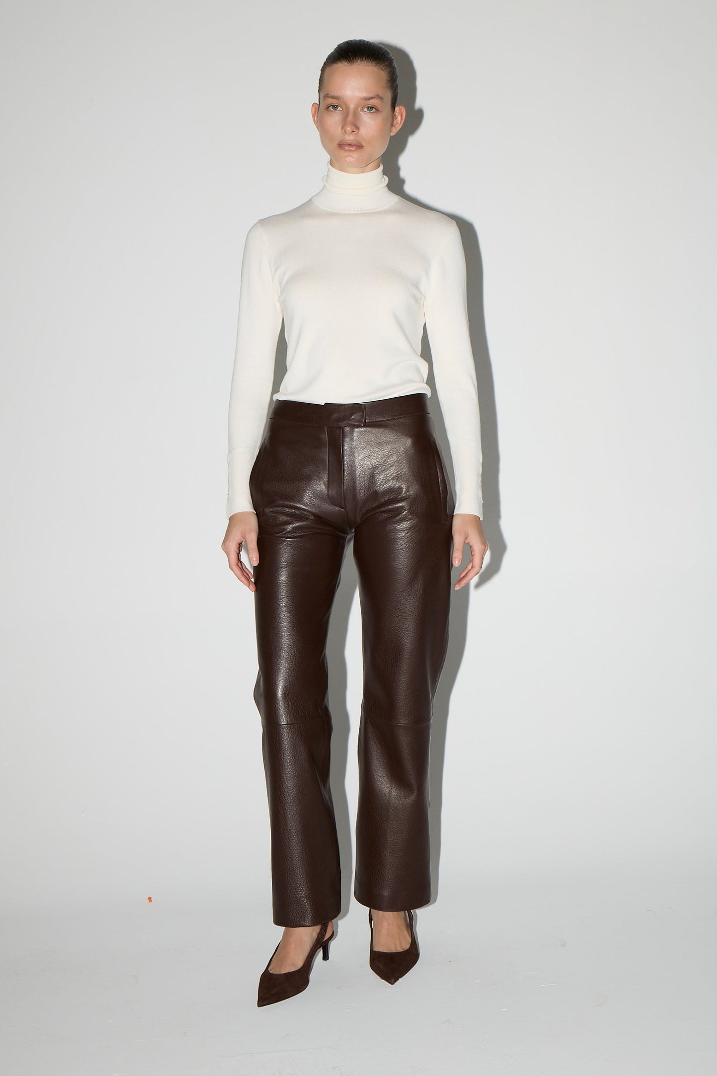 KIRA LEATHER PANTS – BROWN
