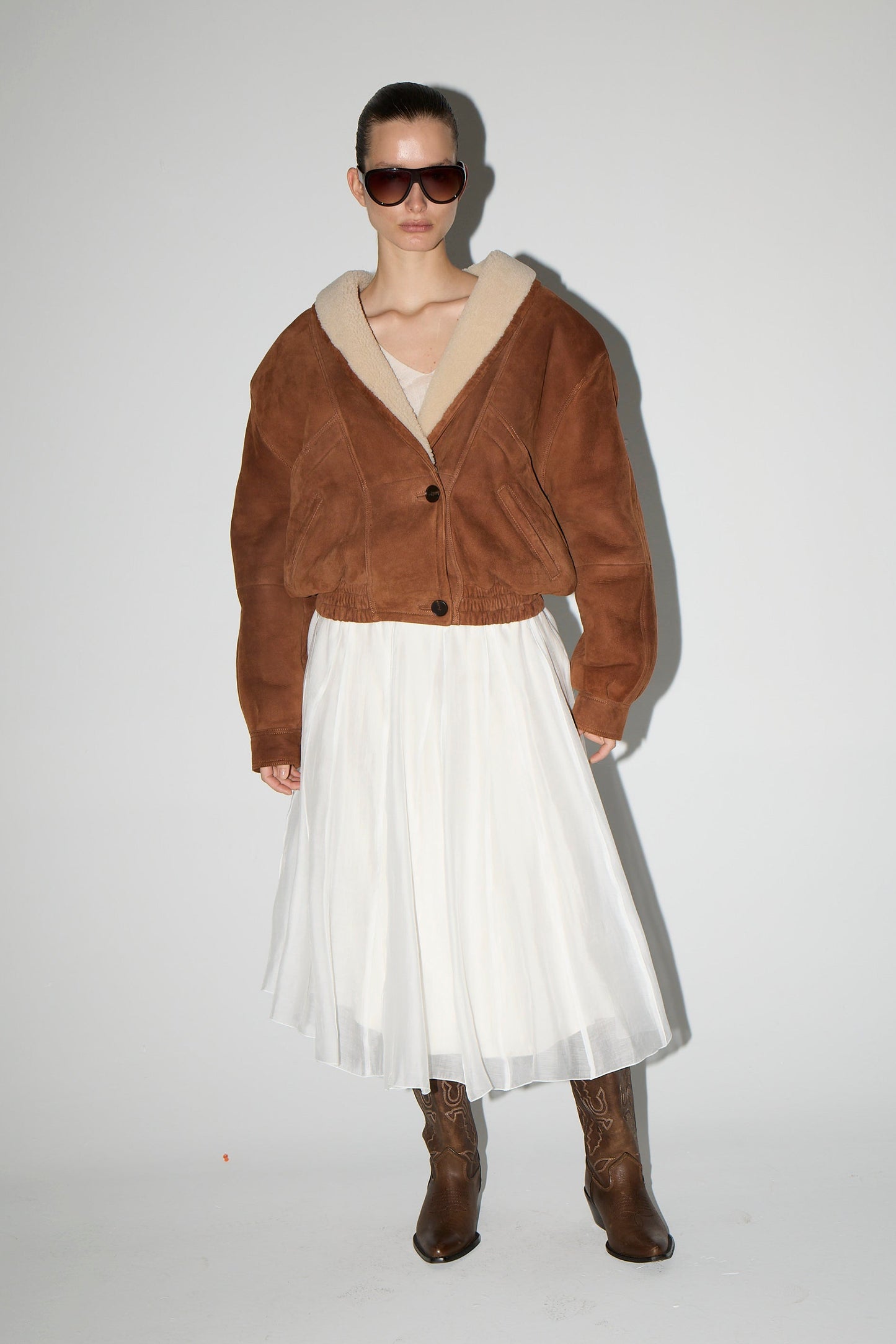 SABINA SHEARLING LEATHER JACKET