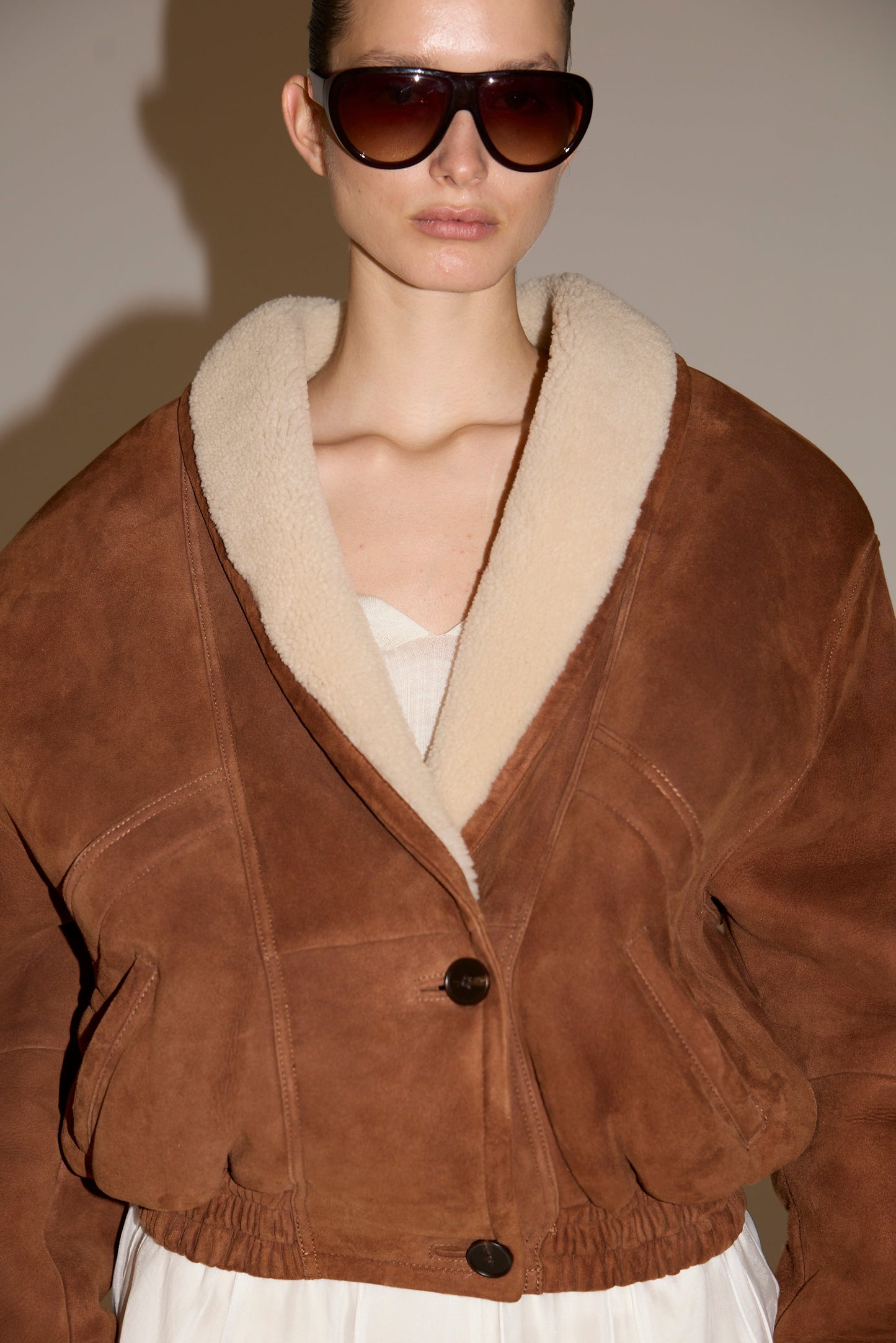 SABINA SHEARLING LEATHER JACKET