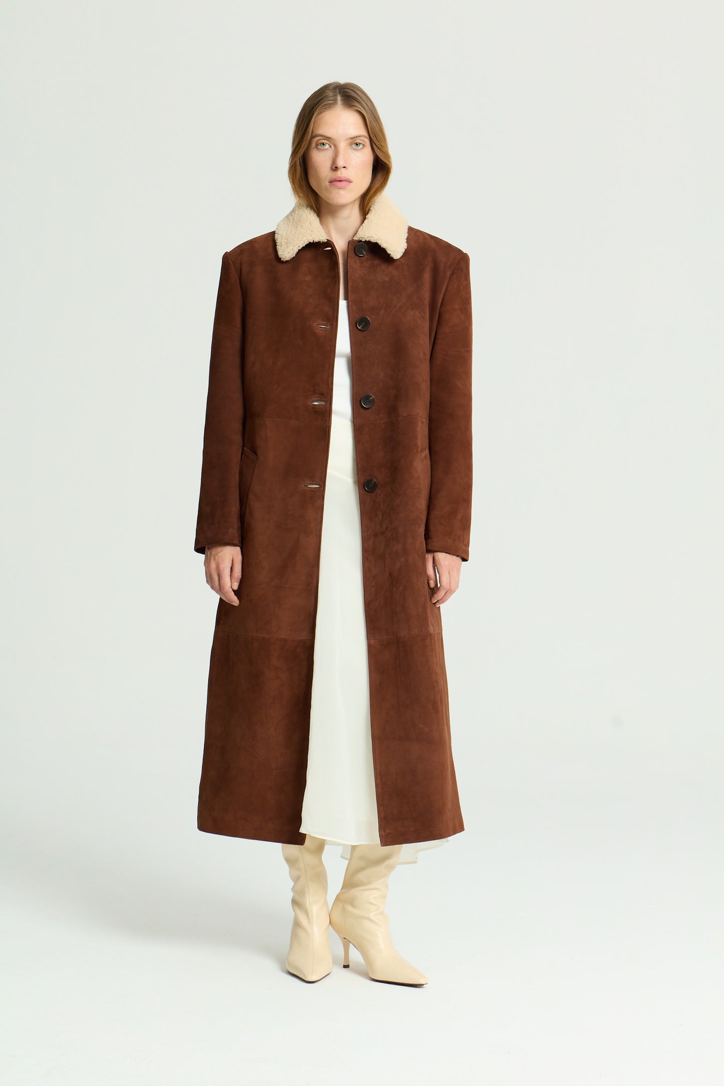 Fauve Leather Coat